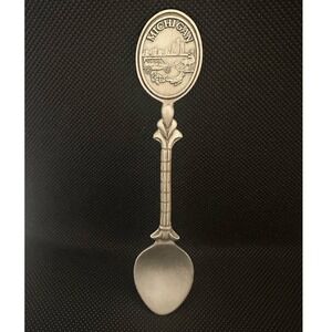 Vintage Fort Michigan Collector Spoon Pewter Automobile Souvenir Skyline Design